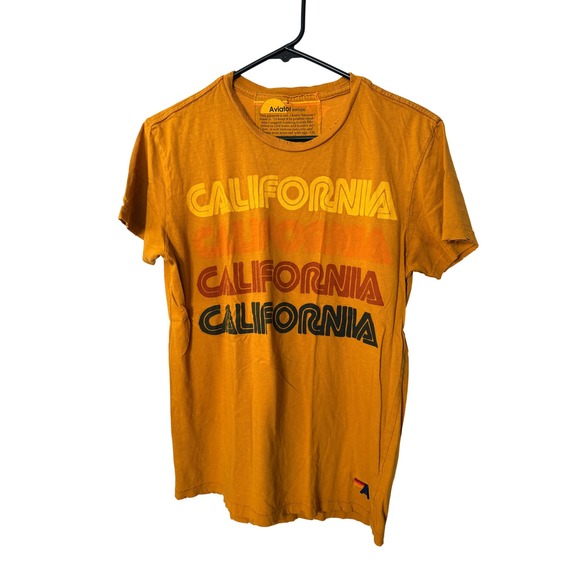 Aviator Nation Tops - Aviator Nation T-Shirt Orange California Graphic Distressed Retro